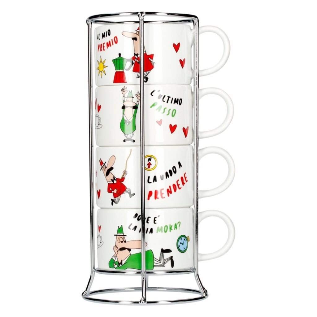 BIALETTI set 4 šálok na capuccino s motívmi