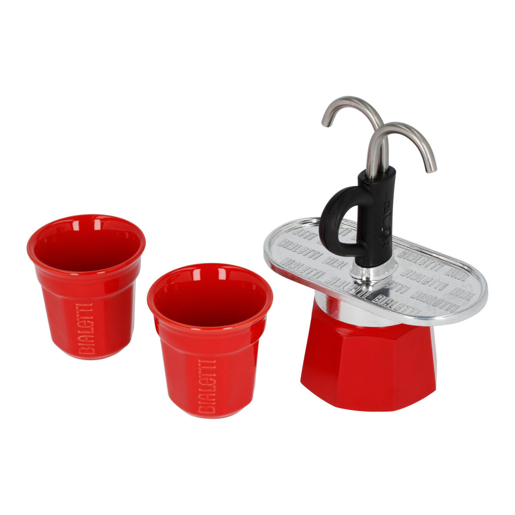BIALETTI set Mini Express + 2 bicc. červená