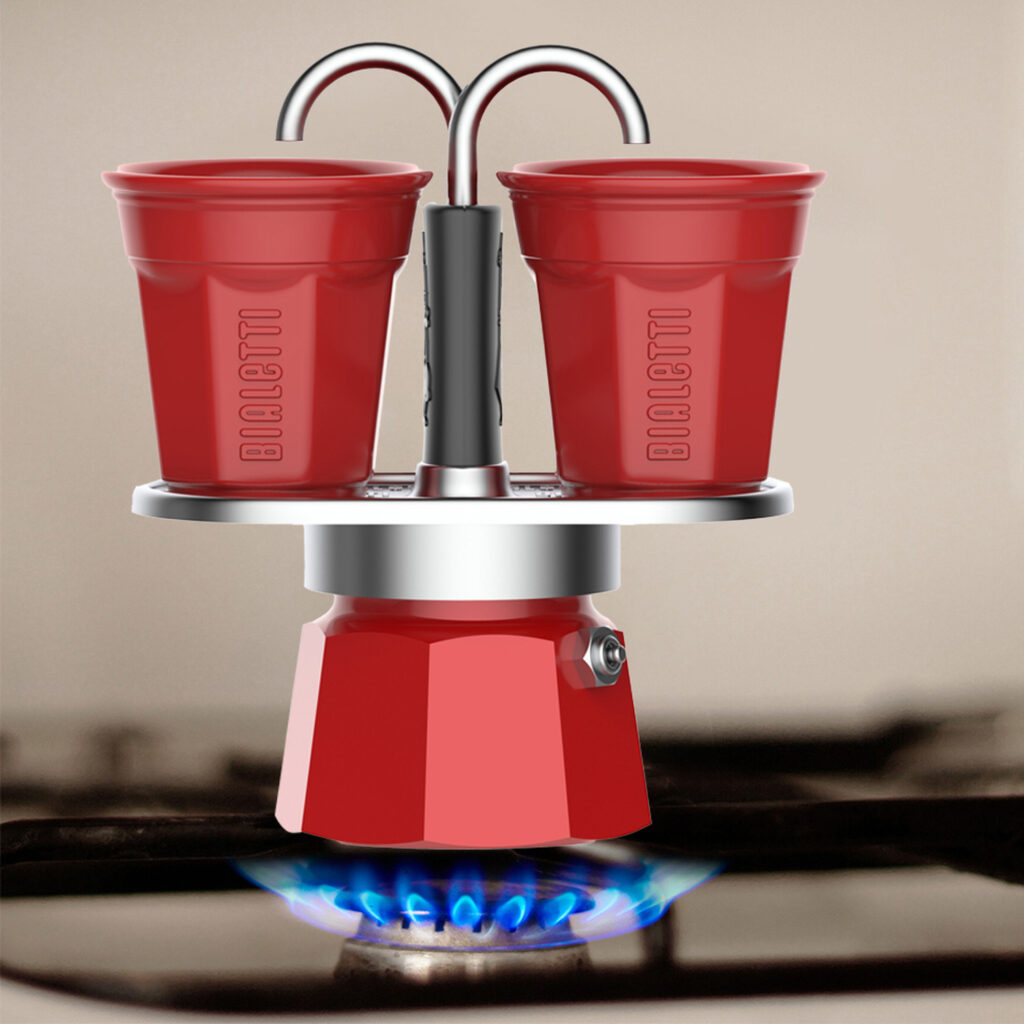 BIALETTI set Mini Express + 2 bicc. červená