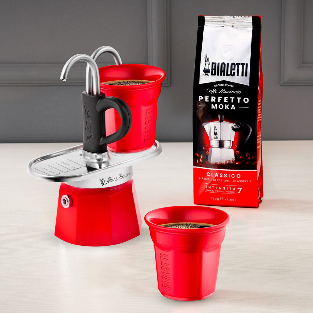 BIALETTI set Mini Express + 2 bicc. červená