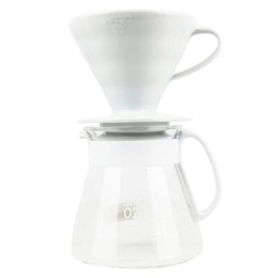 HARIO V60 Dripper & Dekantér (biely)