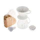 HARIO V60 Dripper & Dekantér (biely)